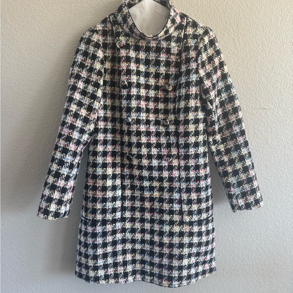 Chic Houndstooth Double-Breasted Coat - image 2